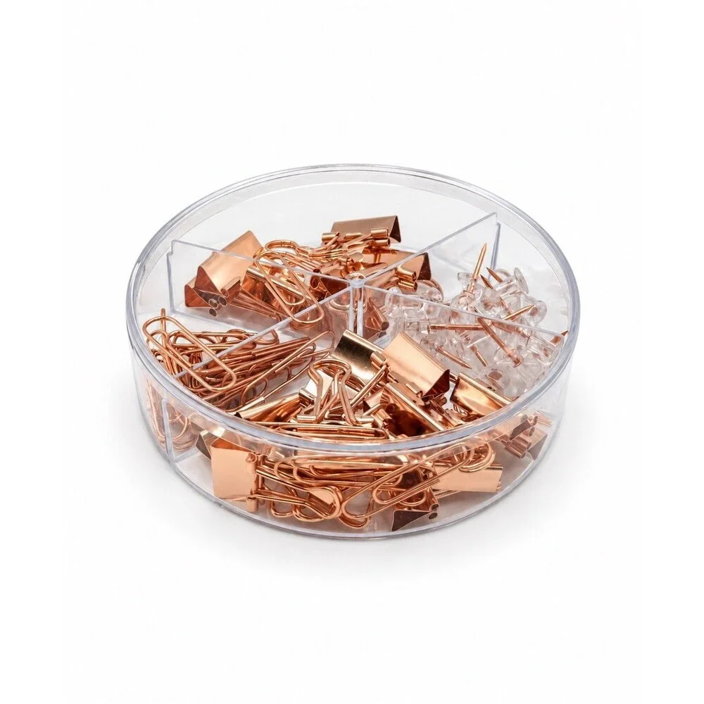 Rose Gold Binder Clips Paper Clips Push Pins Set Home Office School Supplies NEW